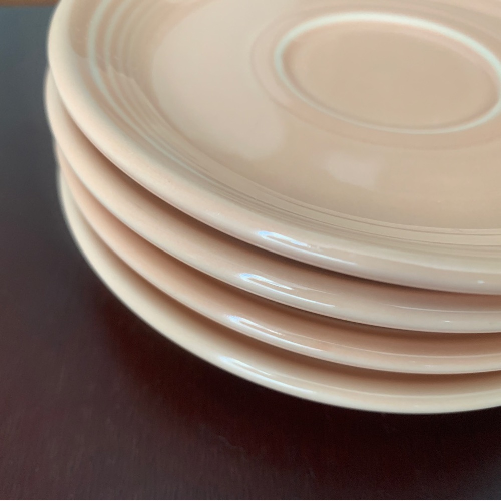 Four Apricot Vintage Fiesta Saucers, Mix Match Cups, Peach